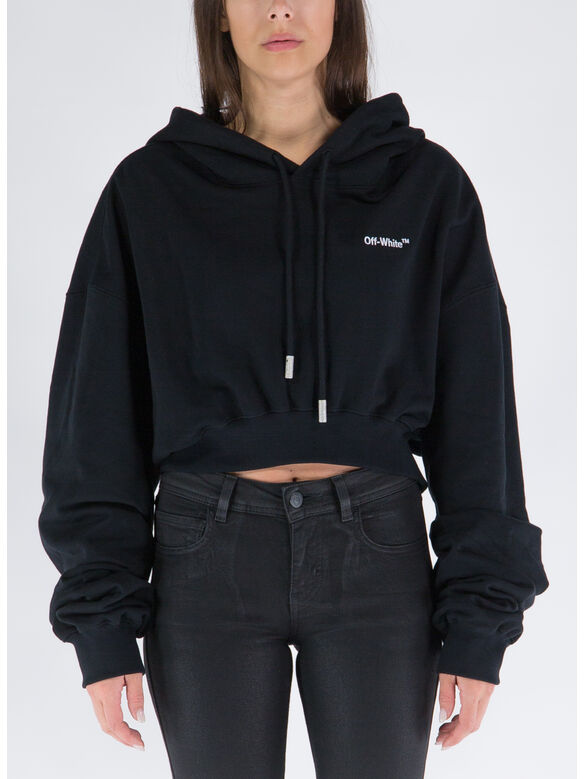 FELPA FOR ALL HELV CROP CON CAPPUCCIO, 1001 BLACK WHIT, medium