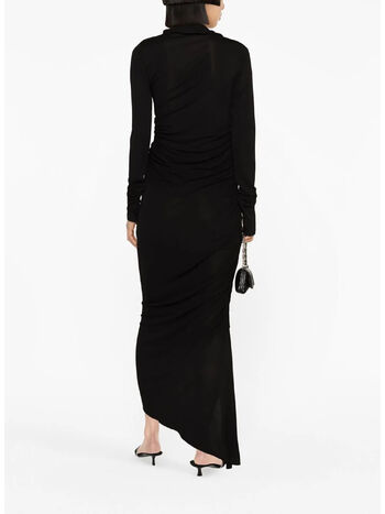 ABITO DRAPED JERSEY ASYMMETRIC MIDI, 0473 BLACK, small