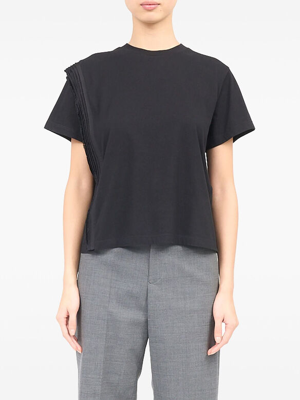 T-SHIRT CON SPALLA PLISSETTATA, 900  BLACK, medium