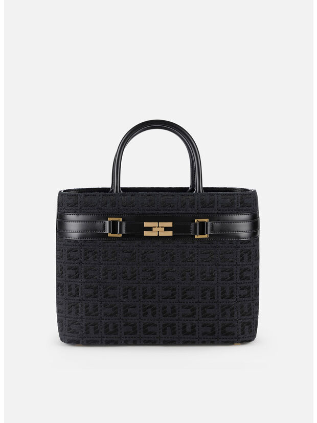 BORSA TOTE CON MORSETTO GRANDE, 110 NERO, large