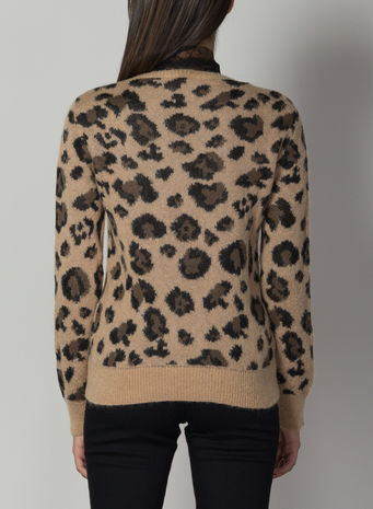 MAGLIA IN MOHAIR CON JACQUARD LEO ROCK, 954CAMMELLO, small