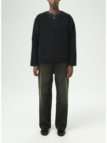 CARDIGAN BONE BOTTON MOHAIR, BLACK, small
