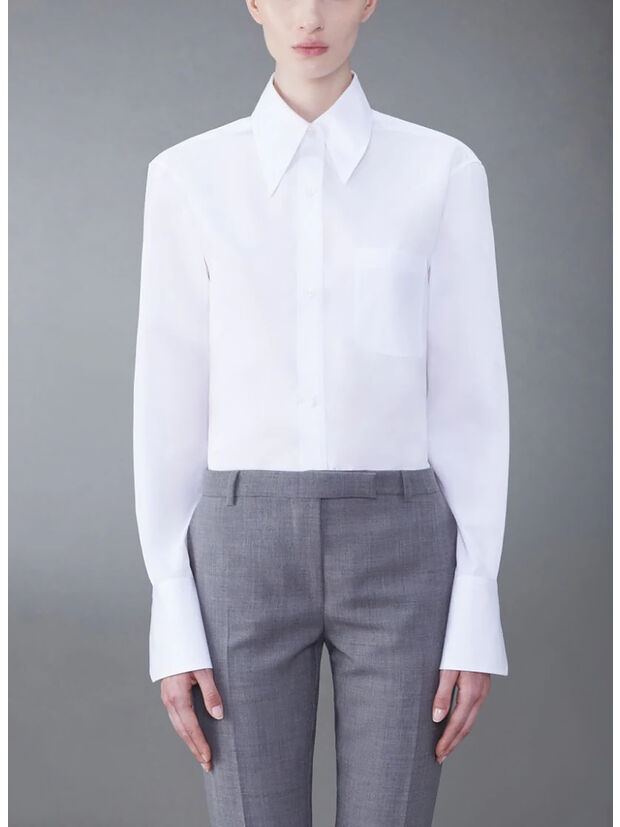 CAMICIA EXAGGERATED EASY FIT POINT COLLAR, 100 WHITE, large