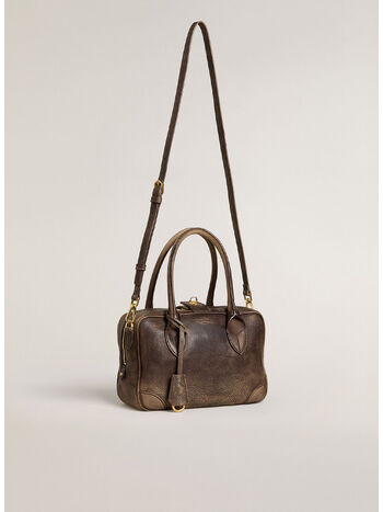 BORSA VITA IN PELLE VINTAGE UNISEX, 55682 CREMA/MARRONE, small
