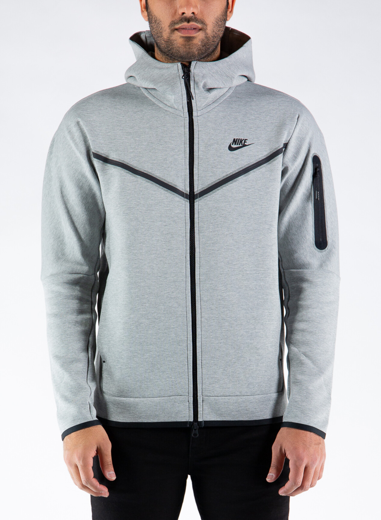 NIKE FELPA SPORTSWEAR TECH FLEECE CON CAPPUCCIO E ZIP Grigio Uomo | Susi
