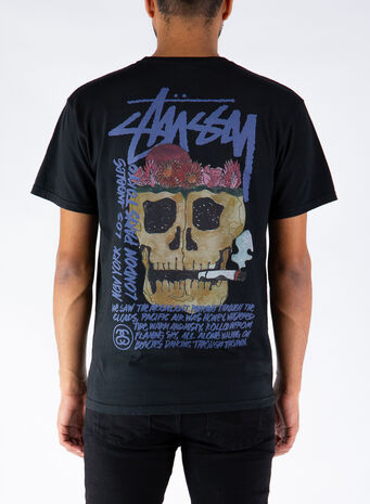 T-SHIRT SMOKIN SKULL, BLACK, small