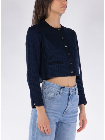 CARDIGAN CROPPED  CHECKERED JACQUARD, 415 NAVY, small