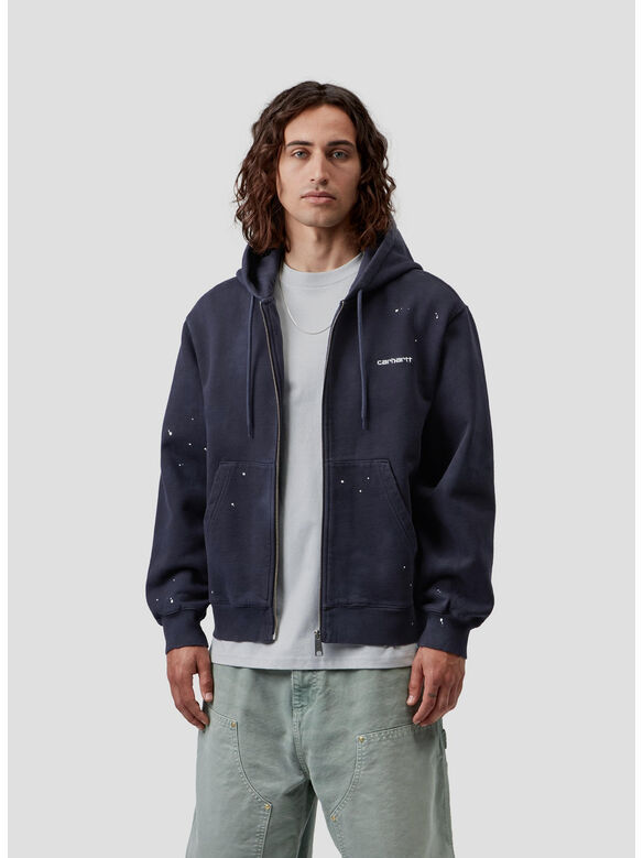 FELPA HOODED PAINTER, 1CEJ Dark Navy, destroy wash, splatter, medium