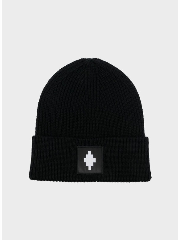 BEANIE CROSS PATCH, 1001 BLACK WHITE, medium