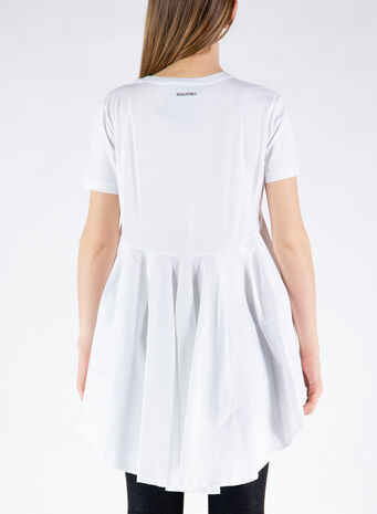 T-SHIRT IN JERSEY E POPELINE DI COTONE, 0BOBIANCO, small