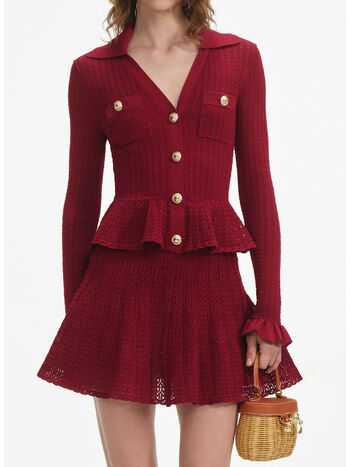 ABITO MINI BURGUNDY POINTELLE KNIT, BURGUNDY, small
