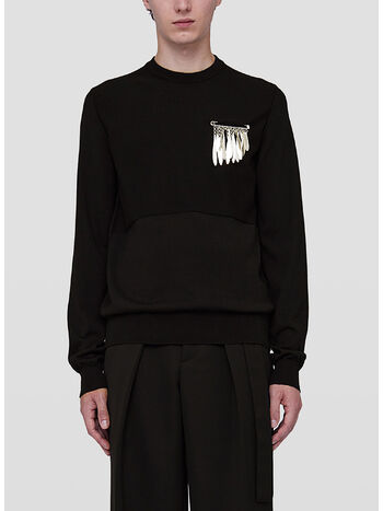 PULLOVER EXTRA FINE MERINO CREW NECK, 001 BLACK, small