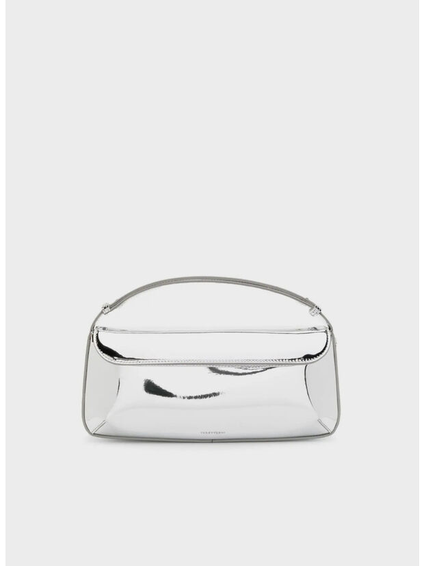 BORSA SLEEK NAPLACK LEATHER BAGUETTE, 9002 MIRROR, large