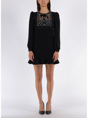 ABITO CORTO CREPE DE CHINE, BLACK, small