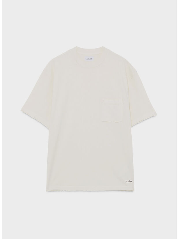 T-SHIRT RAW EDGE, C0087 Jersey micro logo Dyed Ecru, large