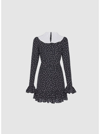 ABITO MINI DAISY PRINT SILK WITH VOLAN, 0900 BLACK, small