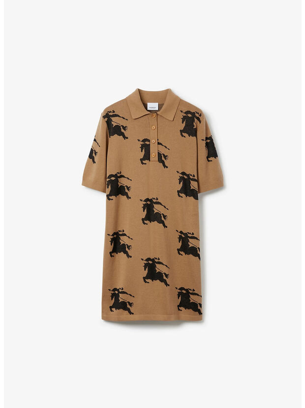 ABITO STILE POLO IN SETA E COTONE CON EKD, A1420 CAMEL, large