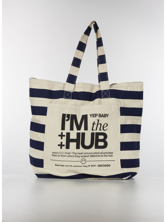 TOTE BAG CANVAS STRIPES, BLU, medium