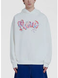 FELPA IN COTONE BIANCA CON CAPPUCCIO E STAMPA LOGO, MWW03, thumb