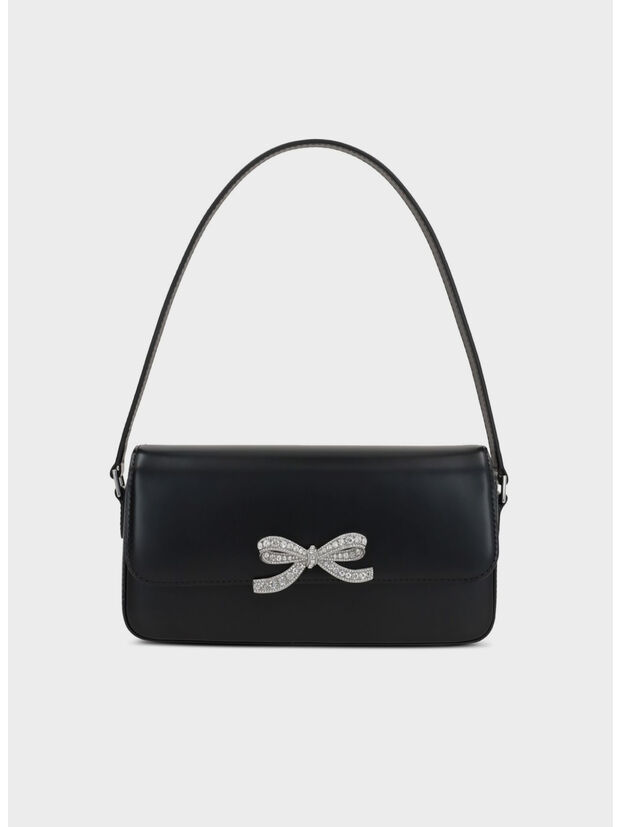 BORSA LEATHER BAGUETTE, BLACK, large