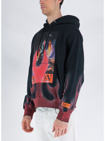 FELPA HERON TIMES FLAMES HOODIE, 1025 BLACK RED, small