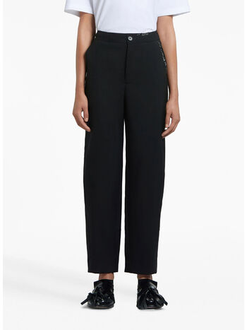 PANTALONI CROP IN FRESCO LANA CON COULISSE, 00N99, small