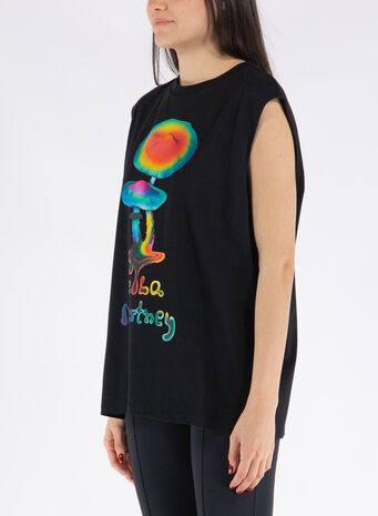 T-SHIRT MUSHROOM PRINT, 1000BLACK, small