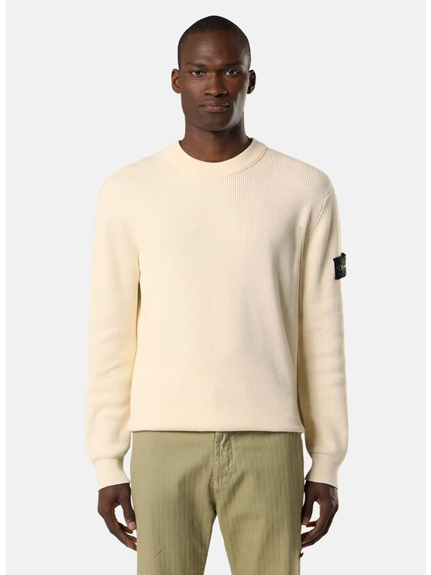 MAGLIONE RIBBED SOFT COTTON, V0093 IVORY, large