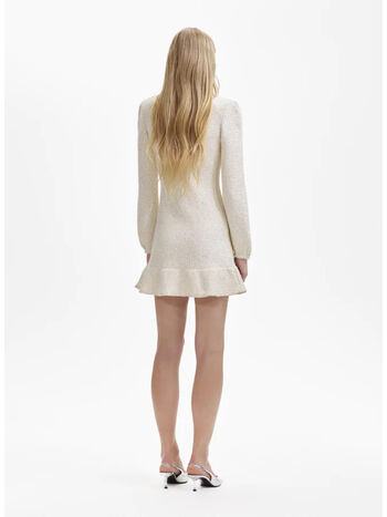 ABITO CREAM PAILLETTES KNIT PEARL MINI DRESS, CREAM, small