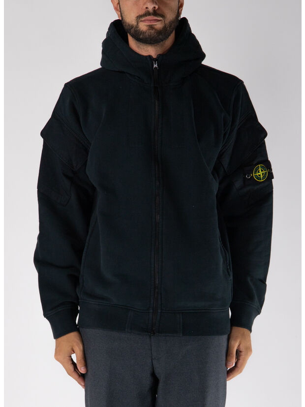 FELPA FULL ZIP BRUSHED ORGANIC COTTON FLEECE, V0029 BLACK, large