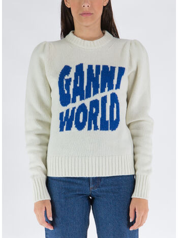 PULLOVER GRAPHIC GANNI WORLD, 135 EGRET, small