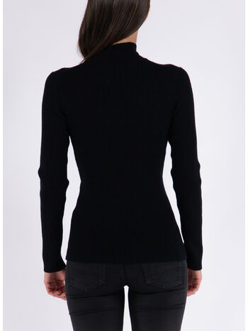 MAGLIONE TONAL FOX HEAD PATCH FINE RIBBED, P199 BLACK, small