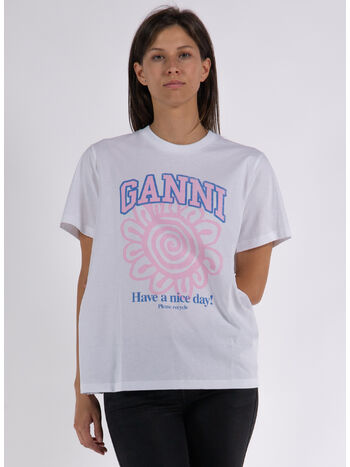 T-SHIRT BASIC JERSEY FLOWER RELAXED, 151 BRIGHT WHITE, small