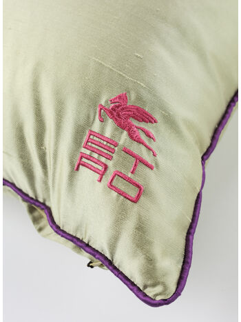 CUSCINO RICAMATO CON TUBOLARE, 504 GREEN, small