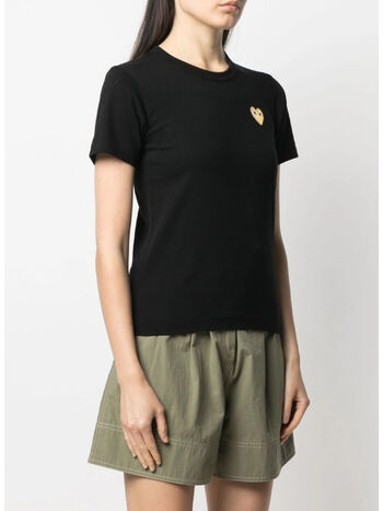 T-SHIRT GOLD HEART, BLACK, small