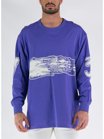 T-SHIRT A MANICHE LUNGHE CON STAMPA, PURPLE, small