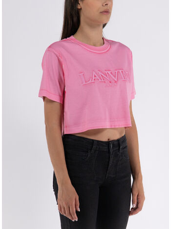 T-SHIRT OVERPRINTED CROPPED, 504 PEONY PINK, small
