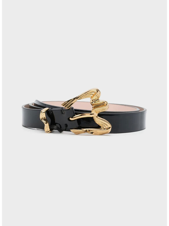 CINTURA RIBBON BLACK PATENT LEATHER, BL BLACK, medium