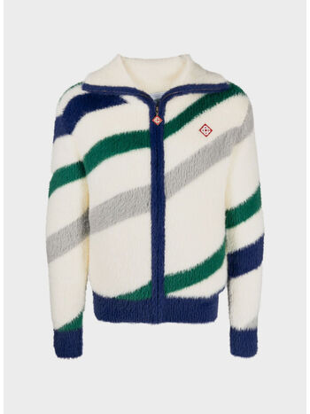 PULLOVER FURRY STRIPED ZIP UP, , small