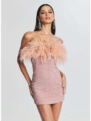 ABITO TORIN CON GLITTER E PIUME, DUPCH DUSTY PEACH, small