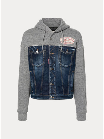 GIUBBOTTO HYBRID SWEATSHIRT HOODED, 961 GREY MELANGE, small