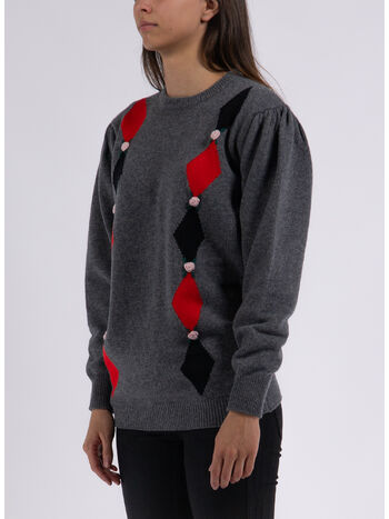 PULLOVER KNITTED JUMPER, 003 GREY MELANGE, small