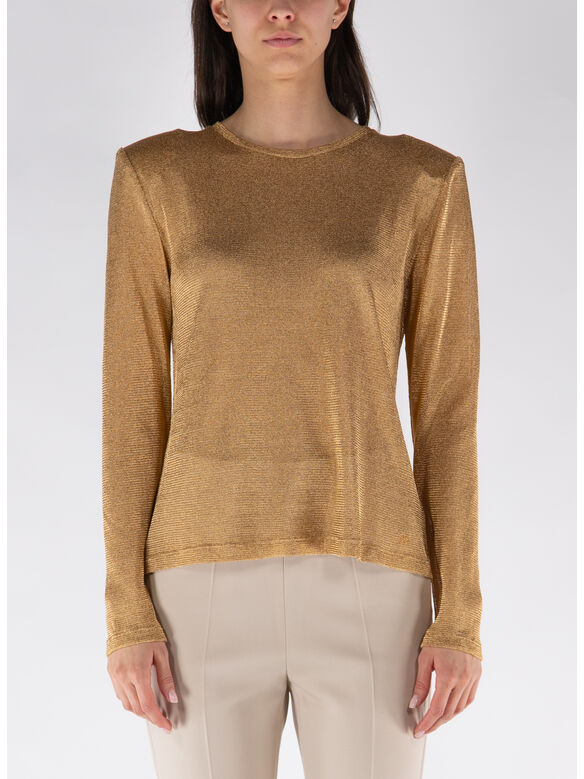 T-SHIRT GIROCOLLO A MANICHE LUNGHE, BY001 GOLD, medium