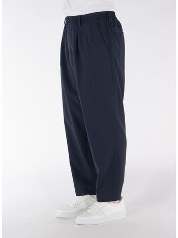 PANTALONI CROP IN FRESCO LANA CON COULISSE, 00B99 BLUBLACK, small
