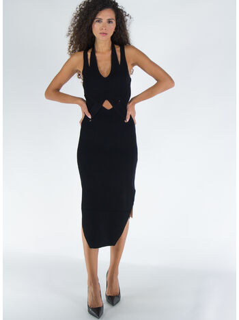 ABITO LOCK SLIT DRESS, BLACK/NAVY, small