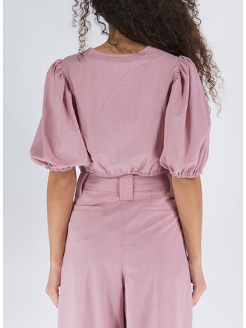 BLOUSE CROPPED  DREPEY MELANGE  ZIPPED, 545 PINK TULLE, small