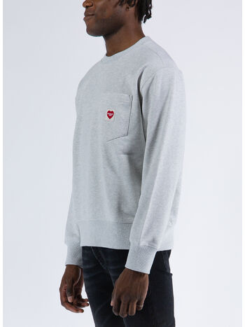 FELPA HEART POCKET SWEAT, 482XX ASH HEATHER, small
