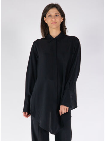 CAMICIA WRAP FRONT BLOUSE, 1 BLACK, small