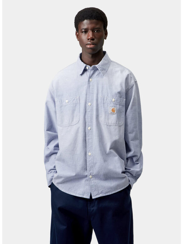 CAMICIA  PAINTER, 010L Blue, worn used, splatter, medium