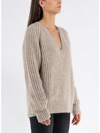 MAGLIONE FENNY A SCOLLO V, ECRU, small